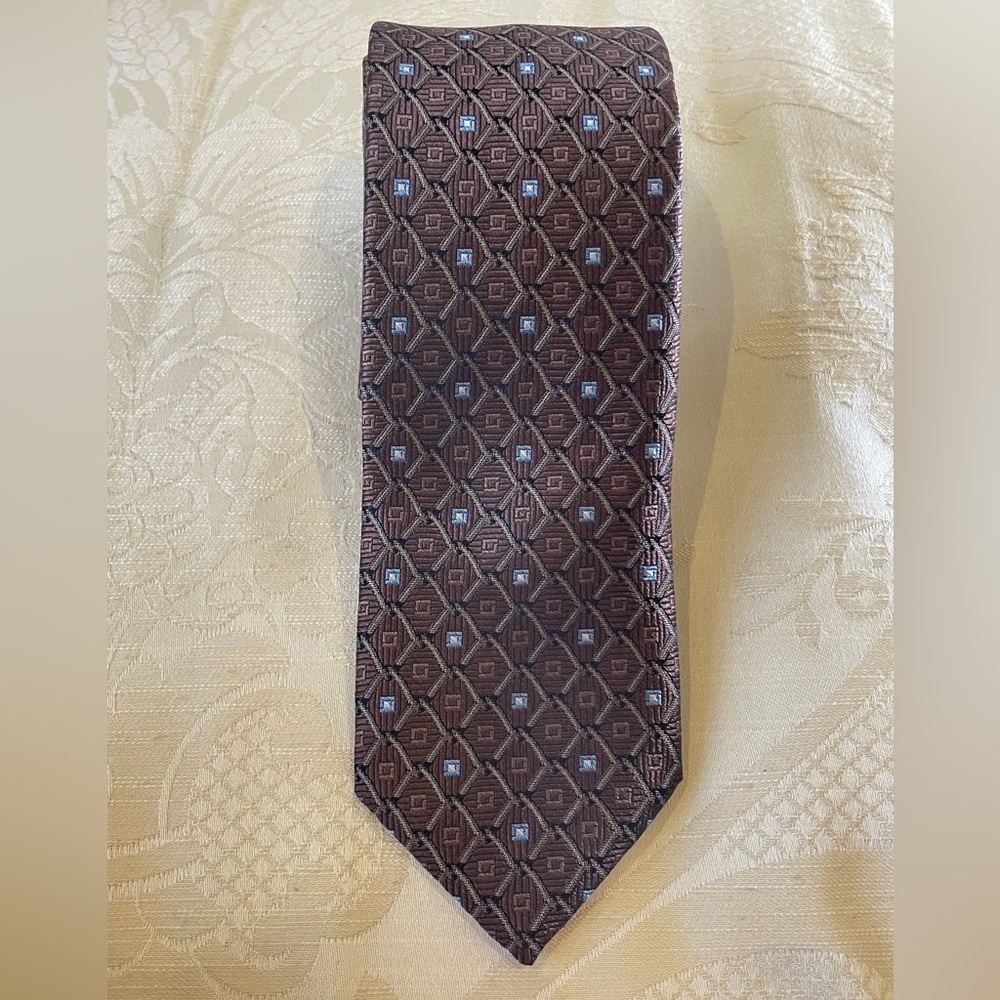 Robert Talbott Dark Brown Tie with Blue Accents